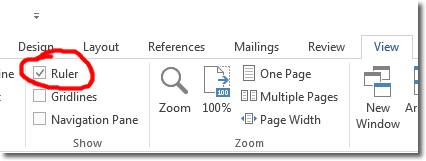 how to turn on ruler in word 2013